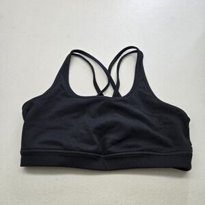 WITH Wear It To Heart Women Sports Bra M Black Wireless Knit Strap Crossback